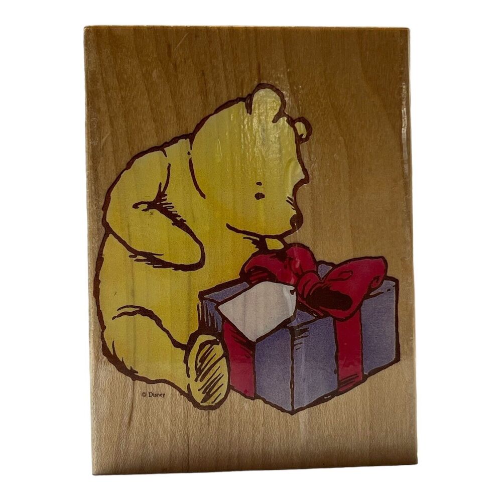 Disney Winnie the Pooh’s Present Rubber Stamp Christmas Birthday 752J